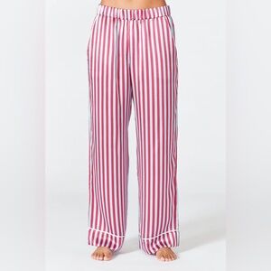 Hesper Fox Evie Silk Pajamas - Camargue Red and Blue Striped Pants XL